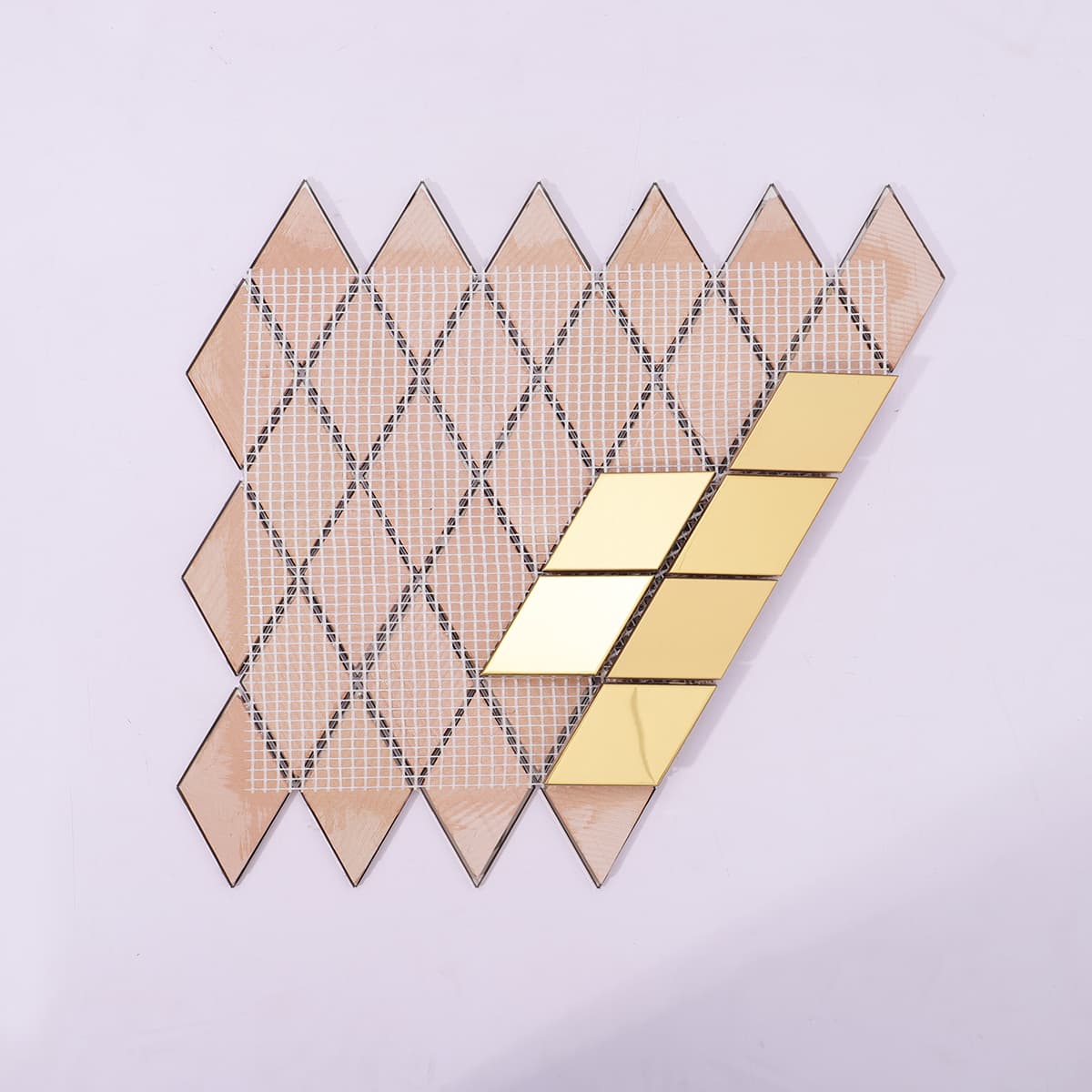 Back mesh of diamond gold stainless mosaic tile