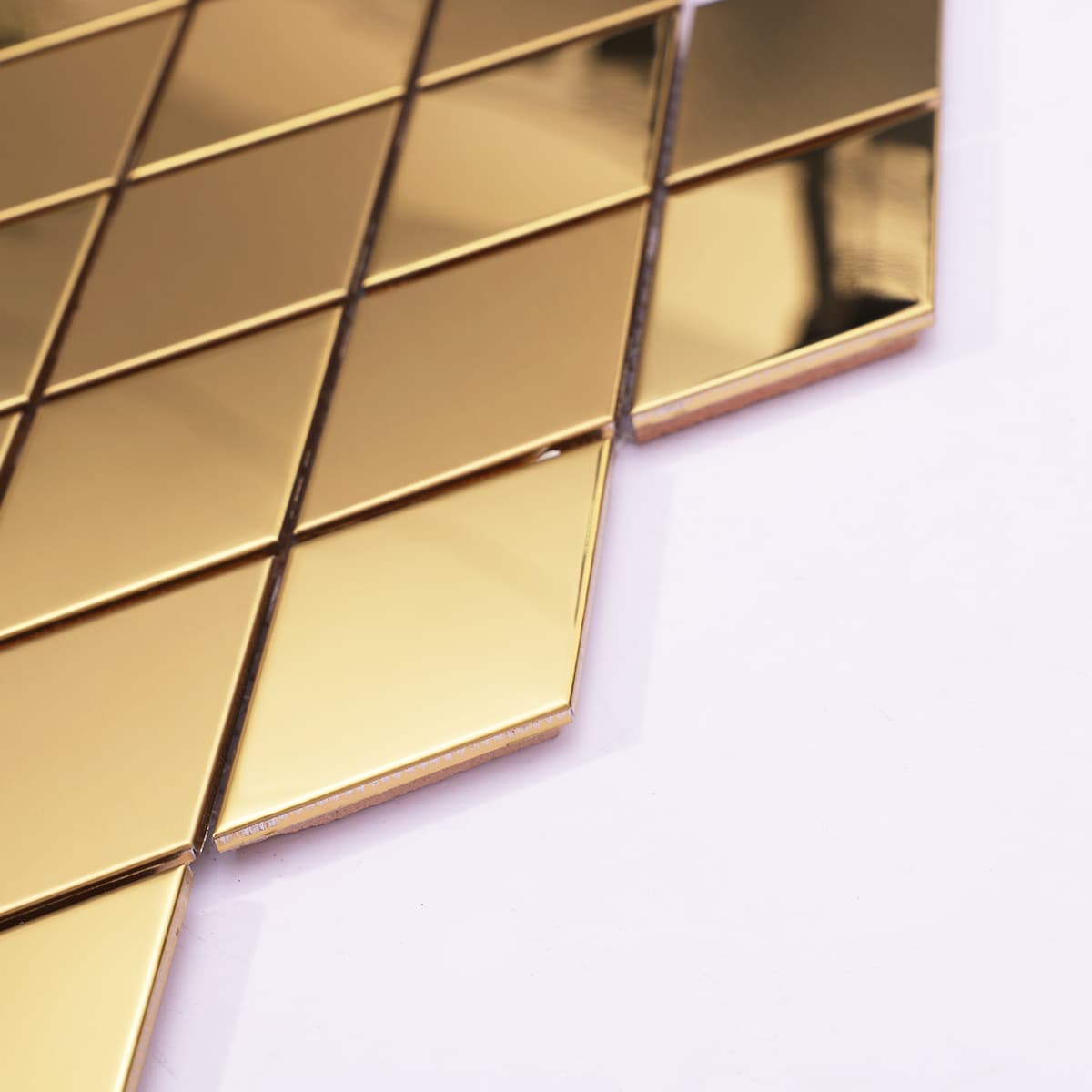 Side edge of diamond gold stainless mosaic tile