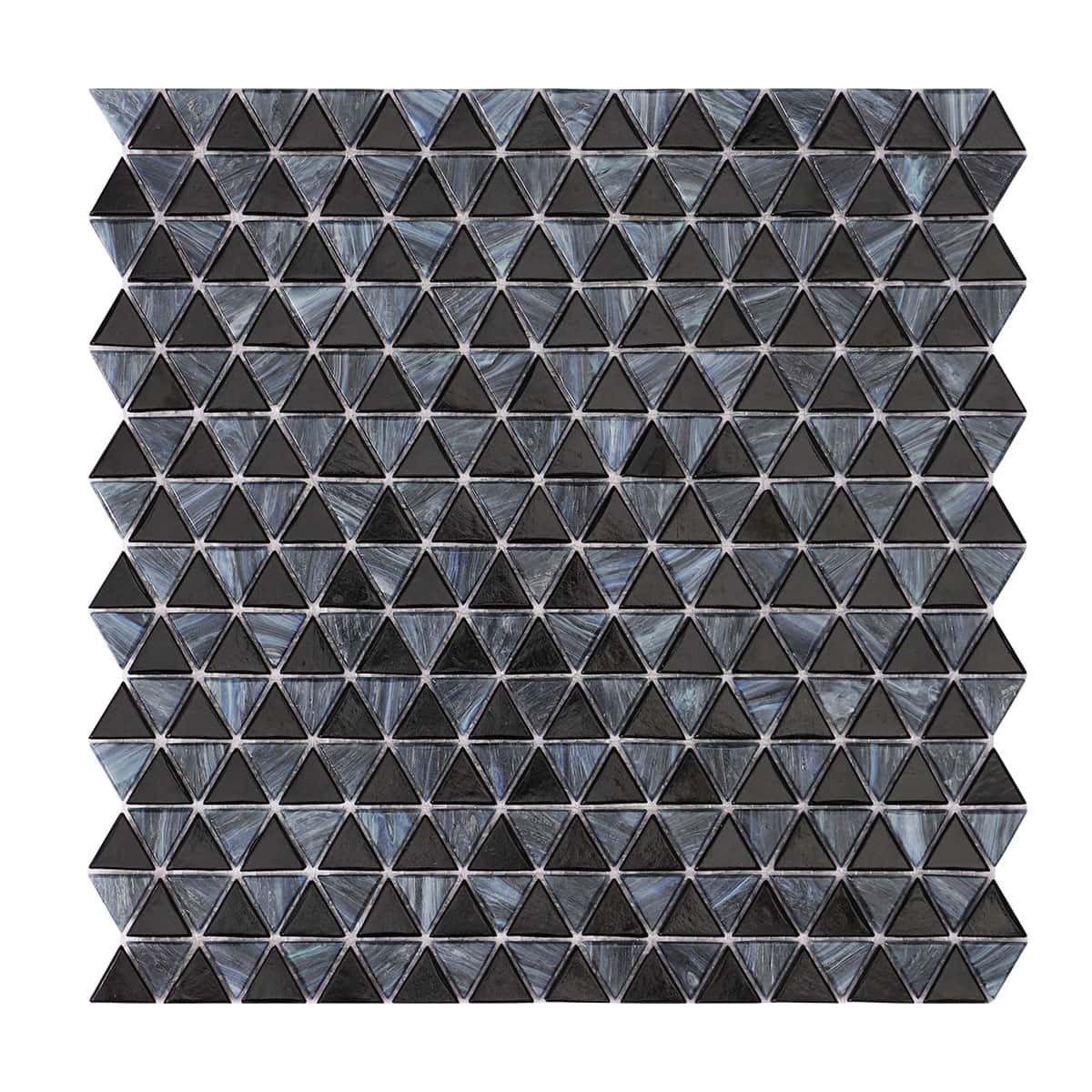 Checkerboard Glass Black Slate Gray Triangle Mosaic Tiles 