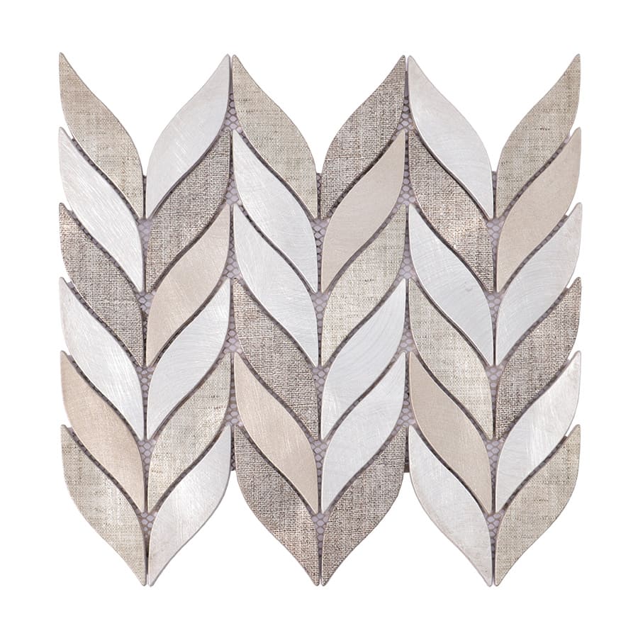 Front view of feather leaf aluminum mosaic metal wall tile sheet