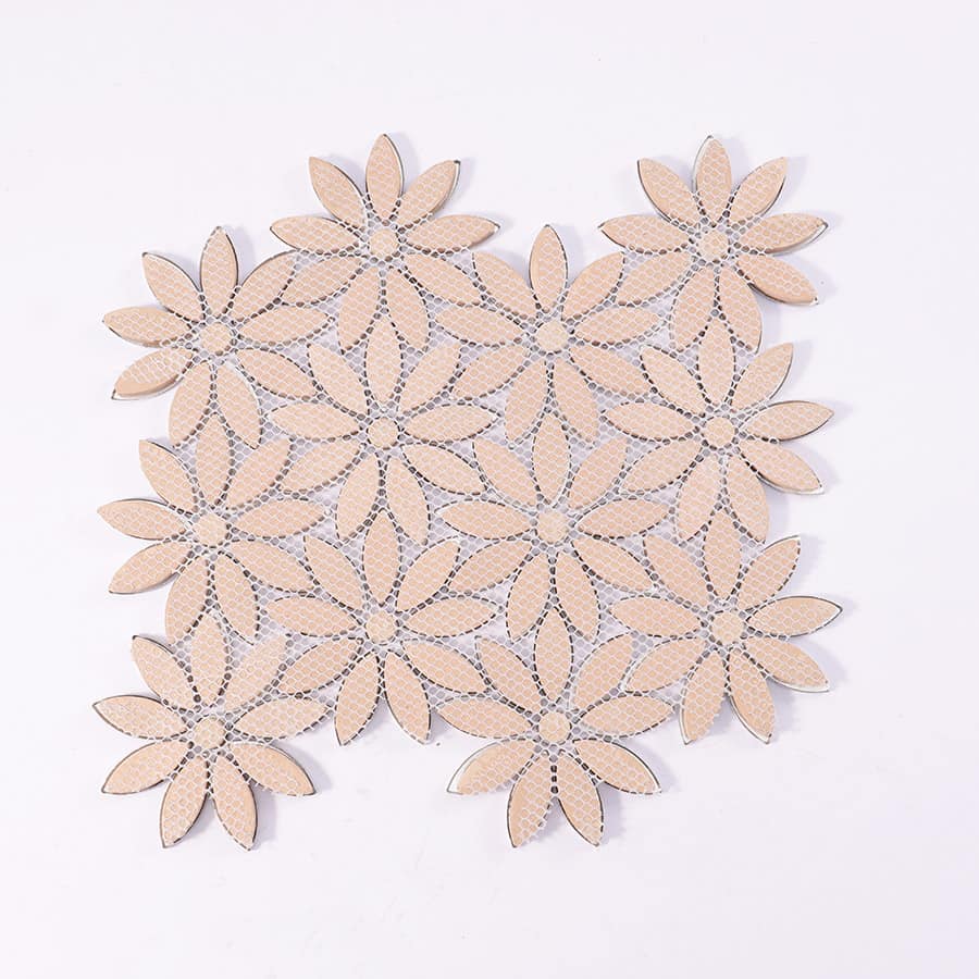Backside view of flower shaped aluminum mosaic tile sheet