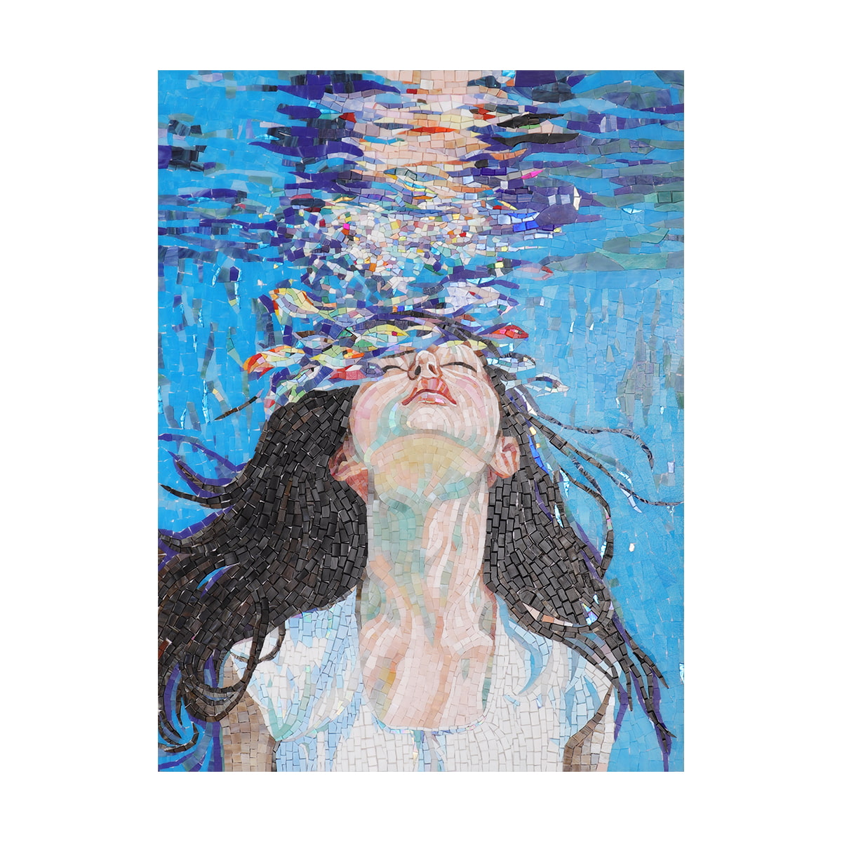 Girl immersed in vibrant underwater world