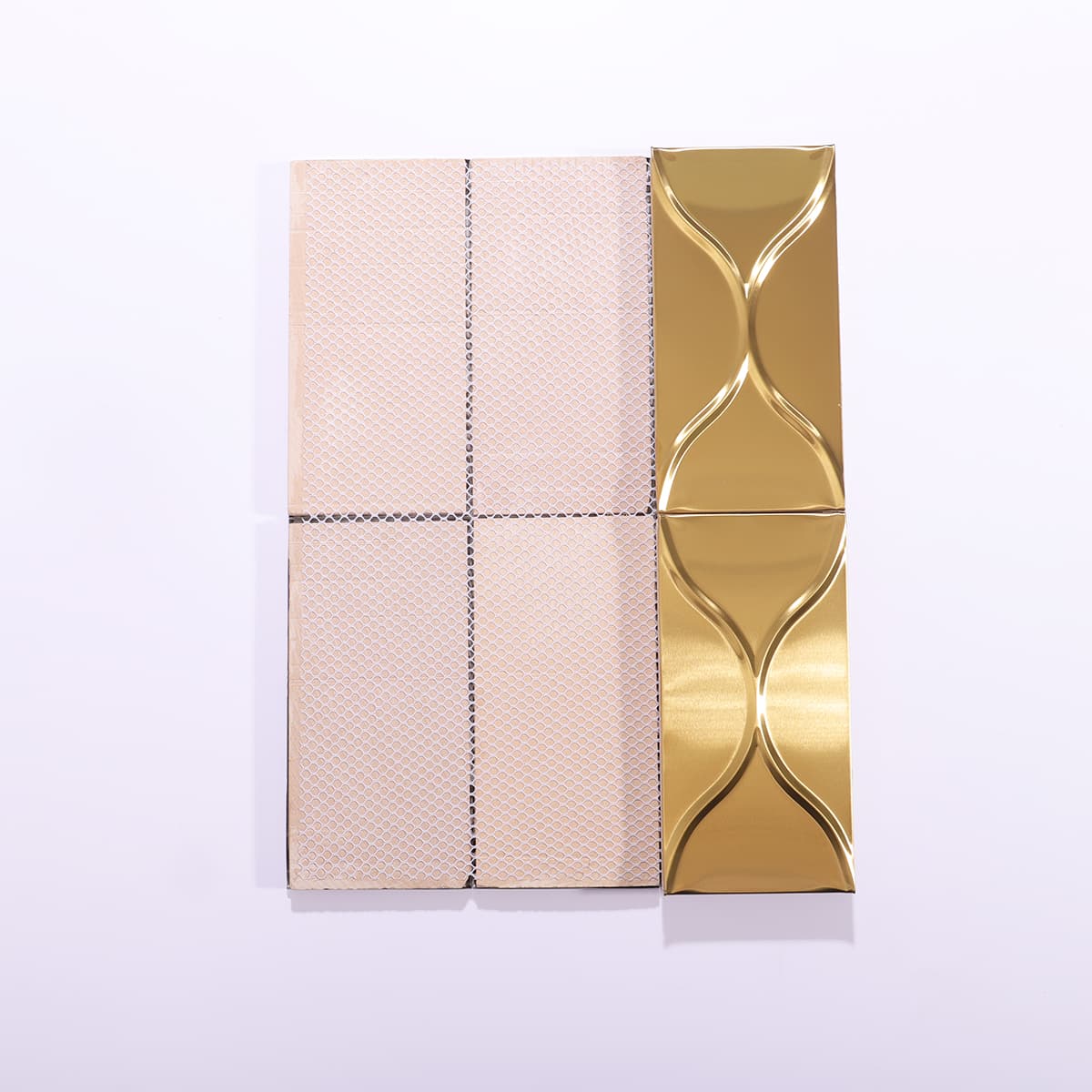 Back mesh of gold 3D stainless mosaic tile