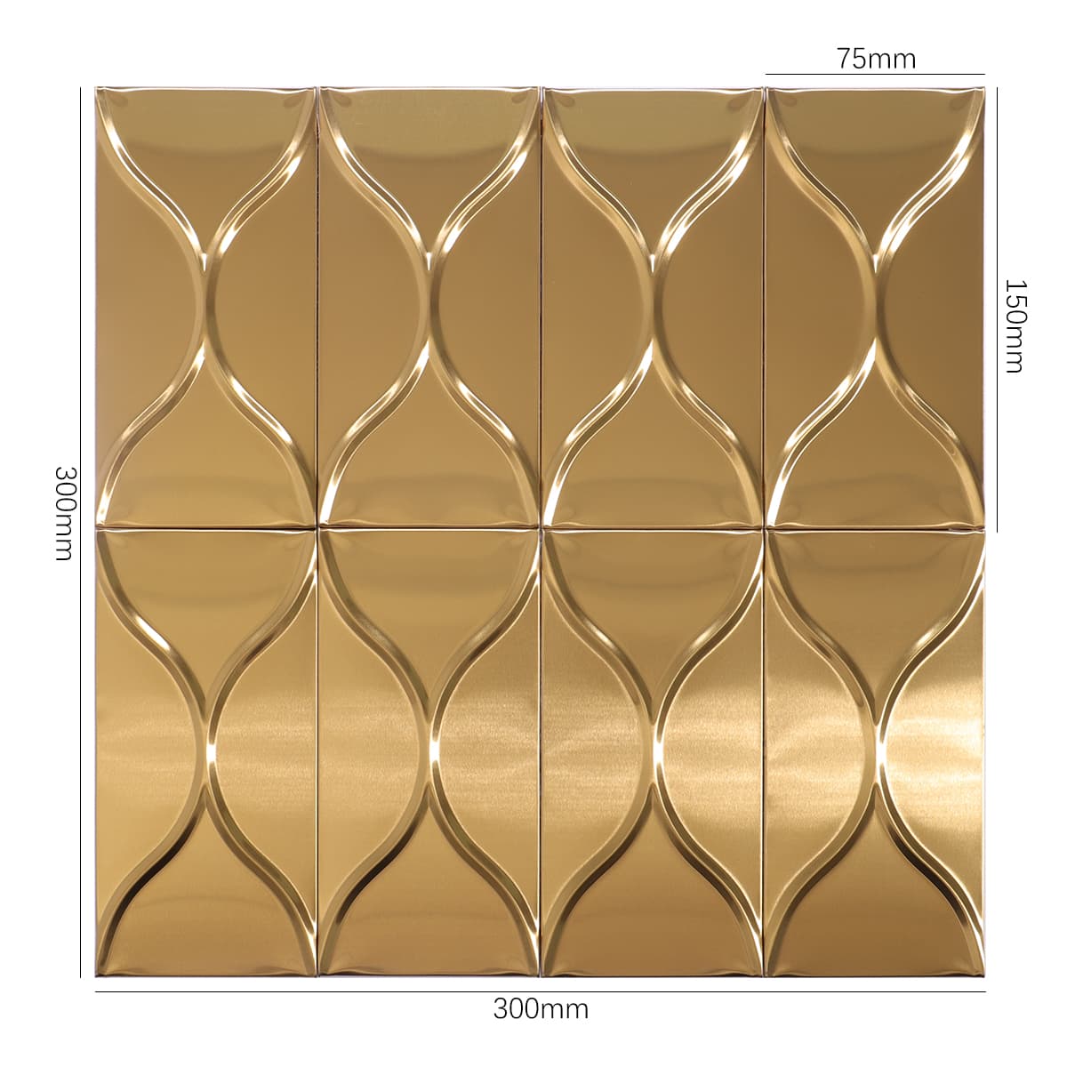 3D gold stainless steel tile full sheet