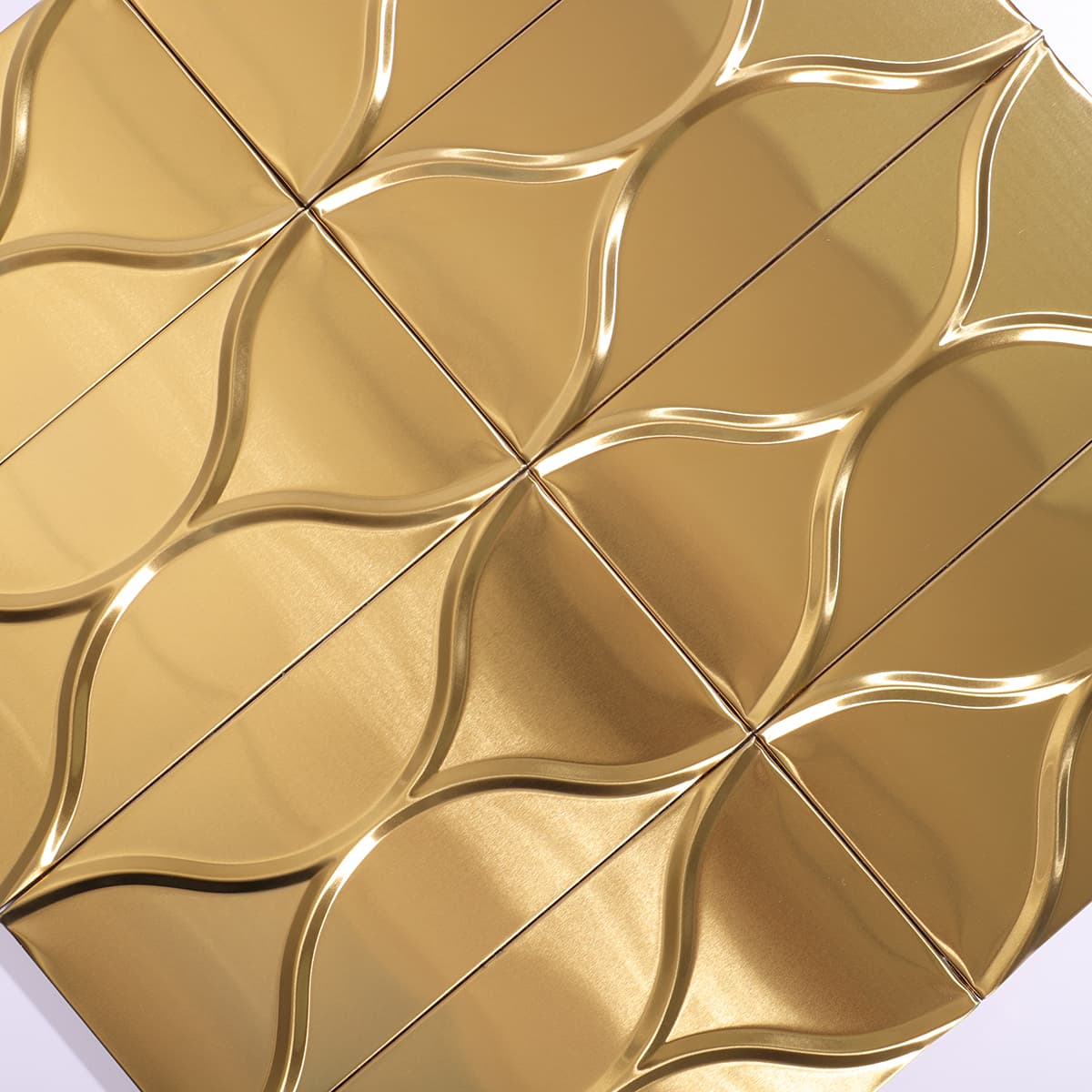 Close-up of wavy gold stainless tile texture