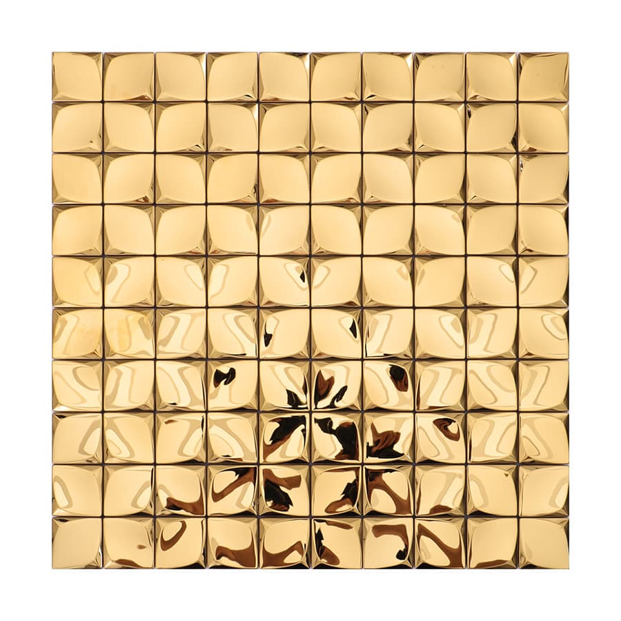 Gold 3D mini square tile front view