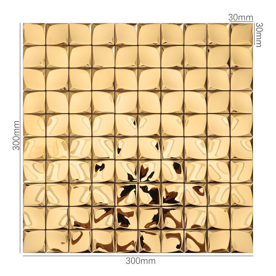 Gold 3D mini square tile 300x300mm with 30mm segments
