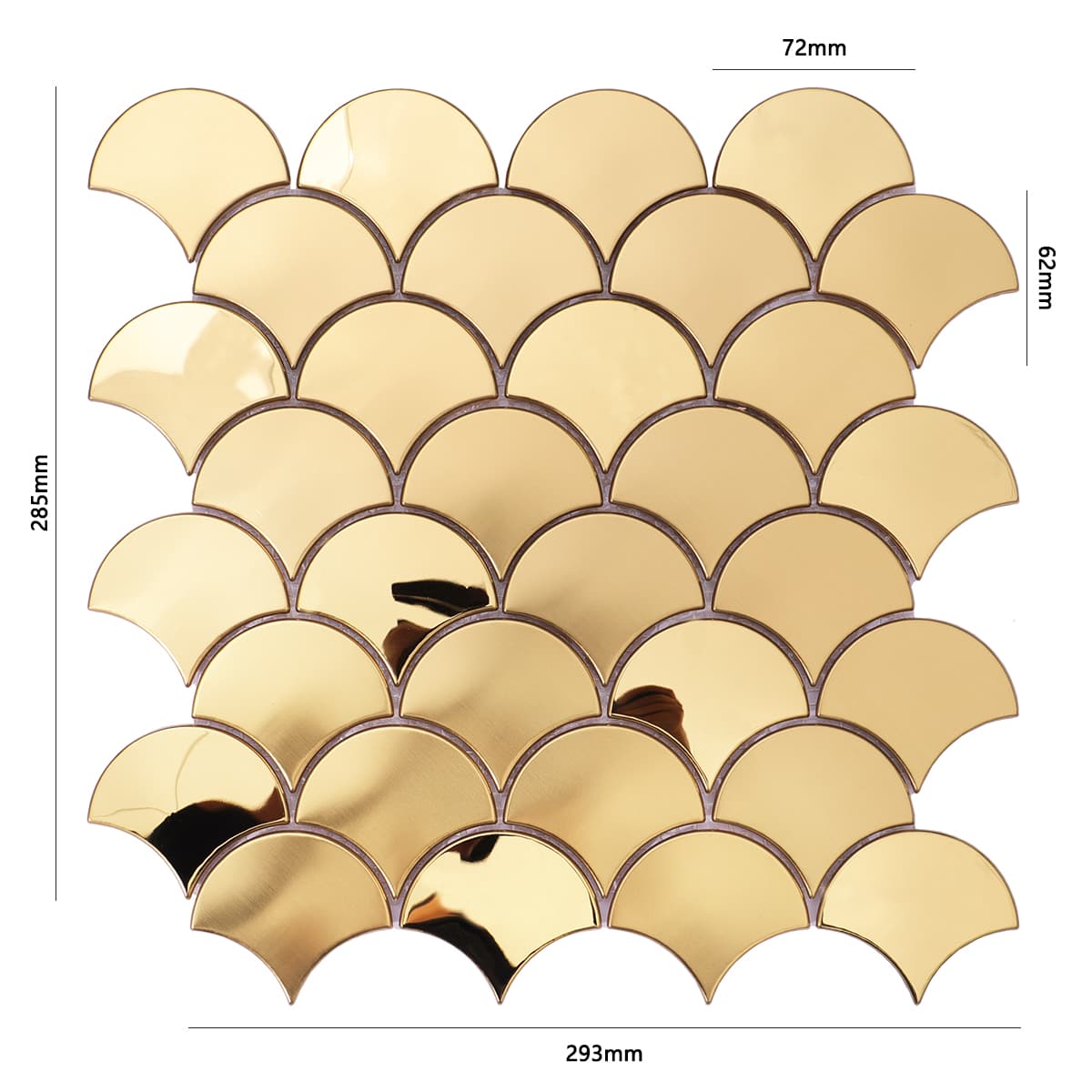 Glossy gold fish scale mosaic tile with smooth finish