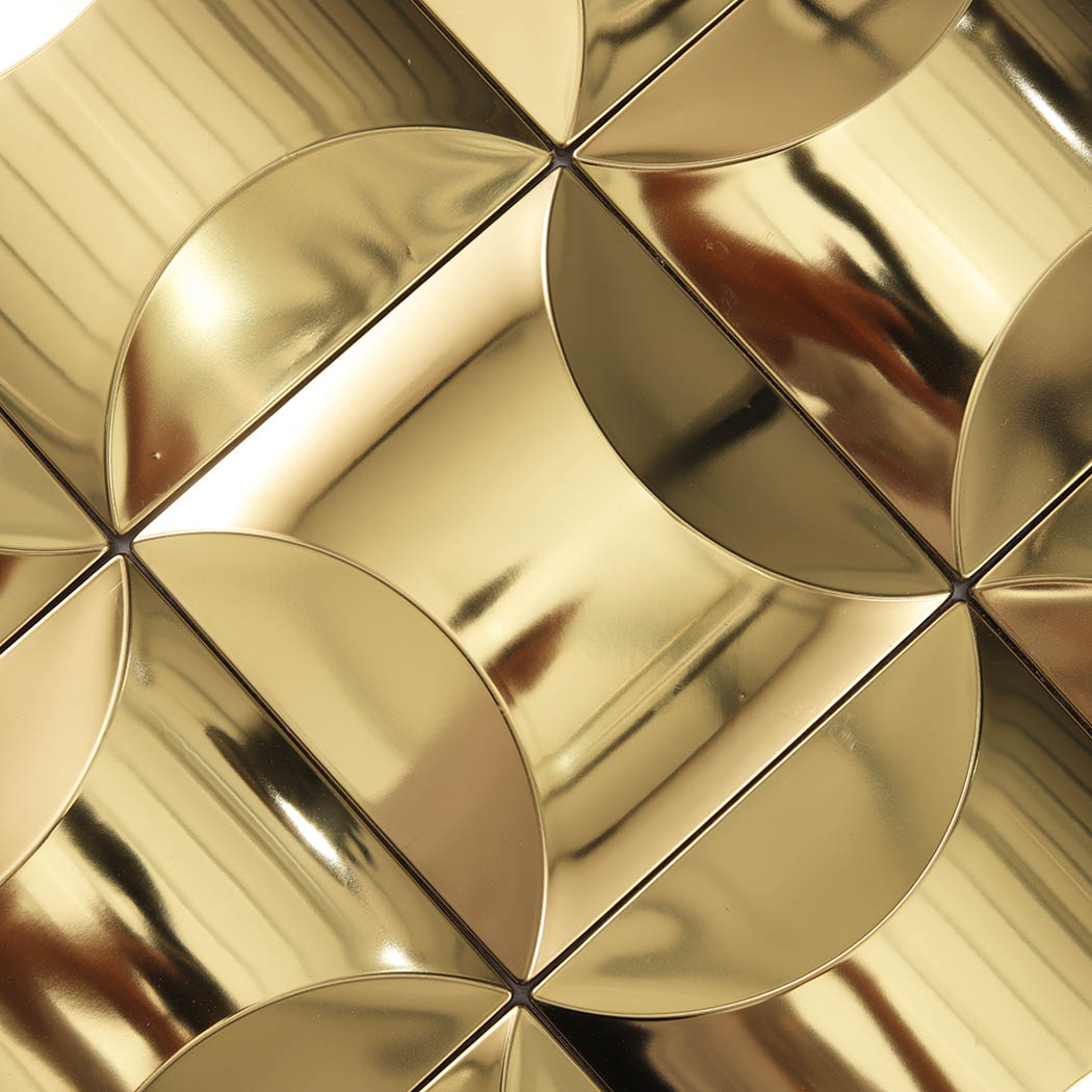 Detailed texture of gold luxury wall tile 3D mosaic pattern
