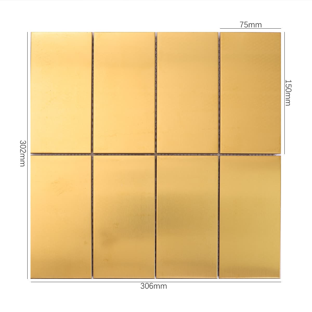 Full sheet of brushed gold stainless steel tile