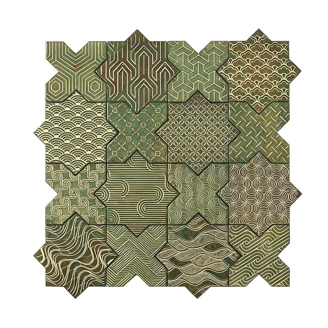 Green copper finish aluminum star cross mosaic sheet size specification