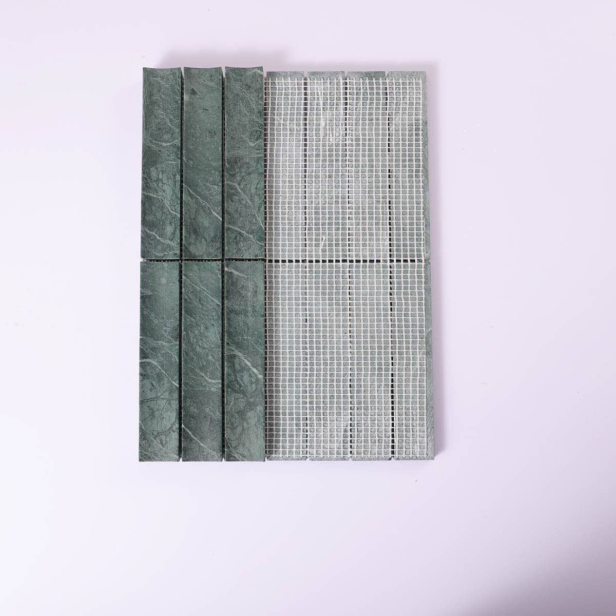 Back mesh of green marble stick mosaic tile