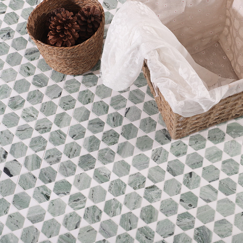 Green Triangle Marble Mosaic Tile