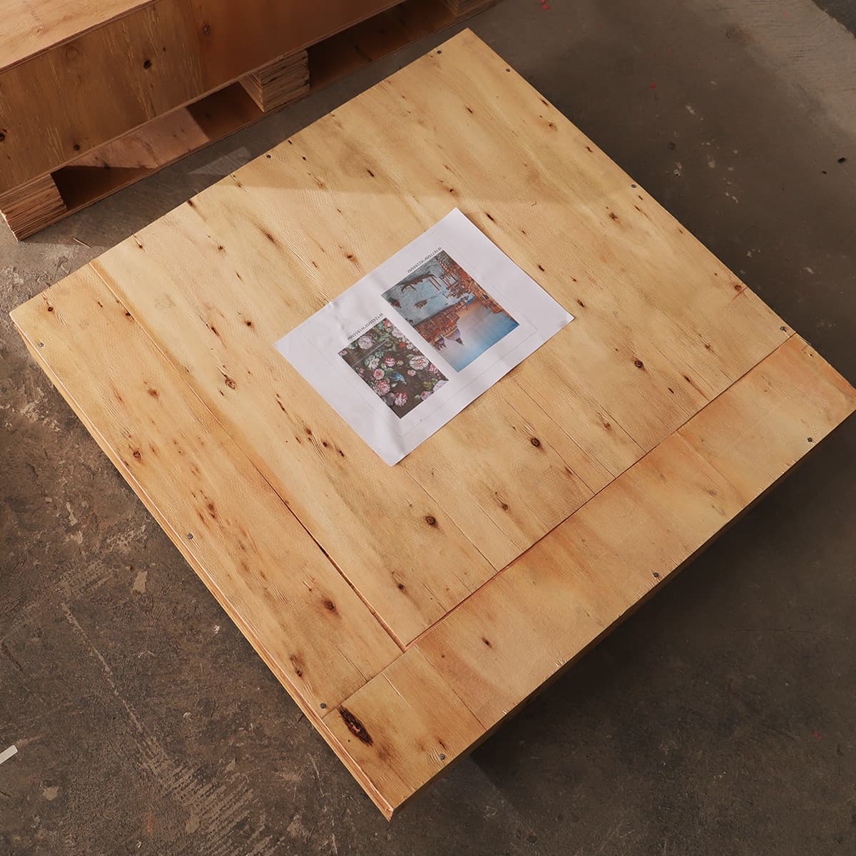 Wooden crate packaging for handmade horse mosaic wall art