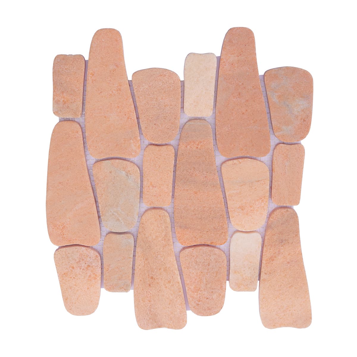 Full sheet of irregular orange marble mosaic tile