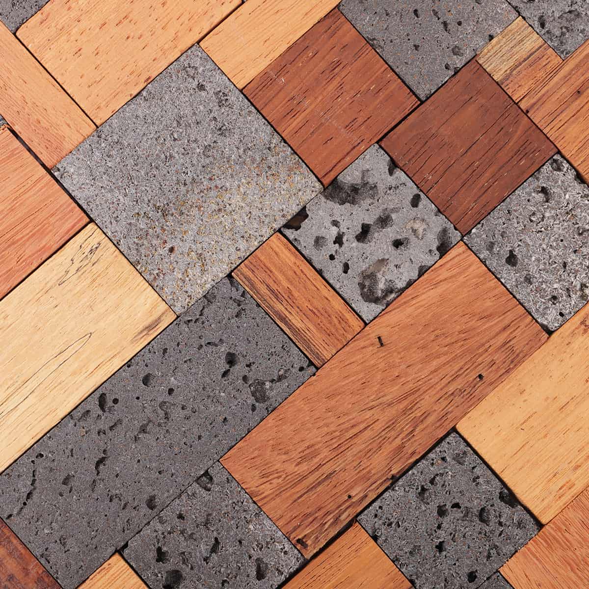 Mixed Wood and Stone Mosaic Wall Tile