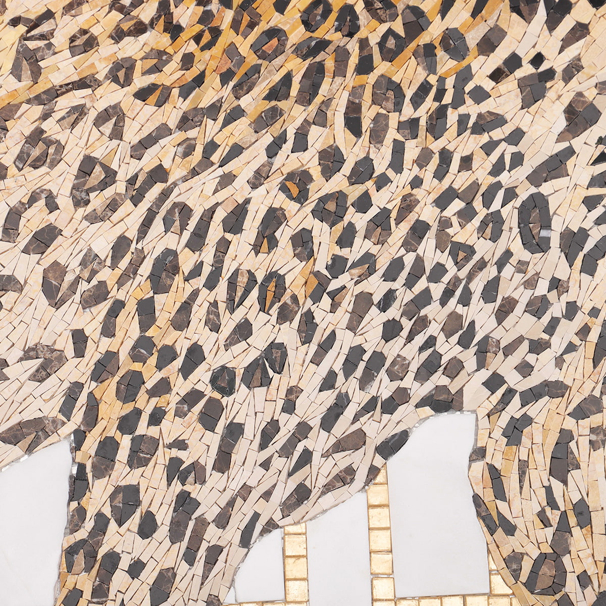 Close-up of leopard's fur pattern in glass and marble mosaic tiles