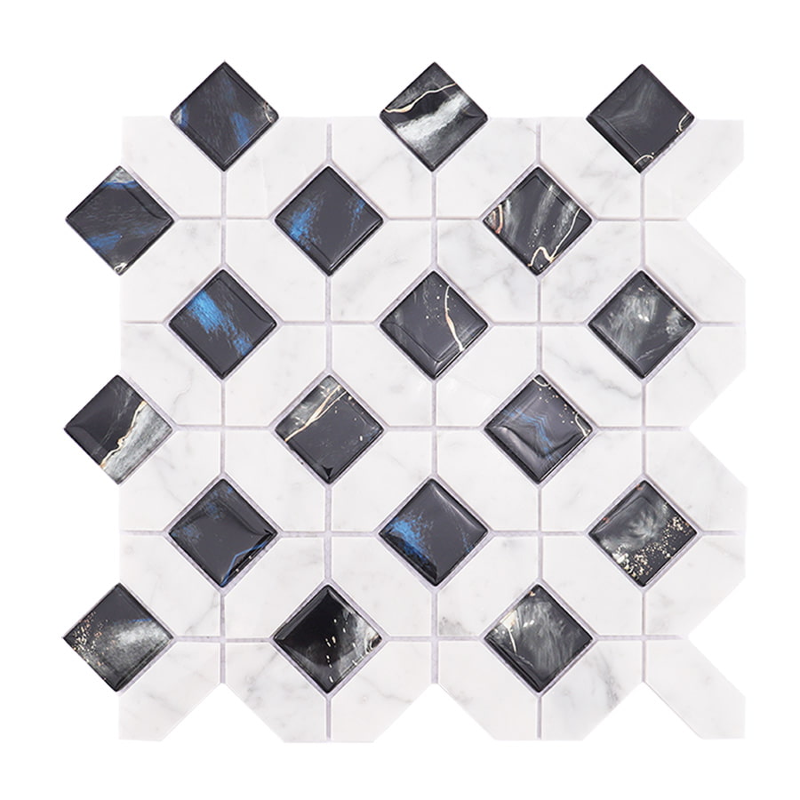 marble black glass mosaic tile front view