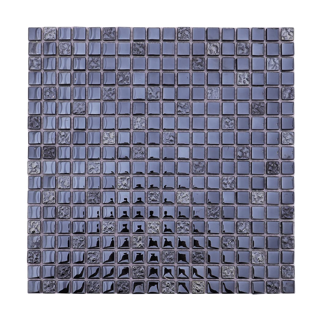 Full sheet of metallic black crystal glass mosaic tile