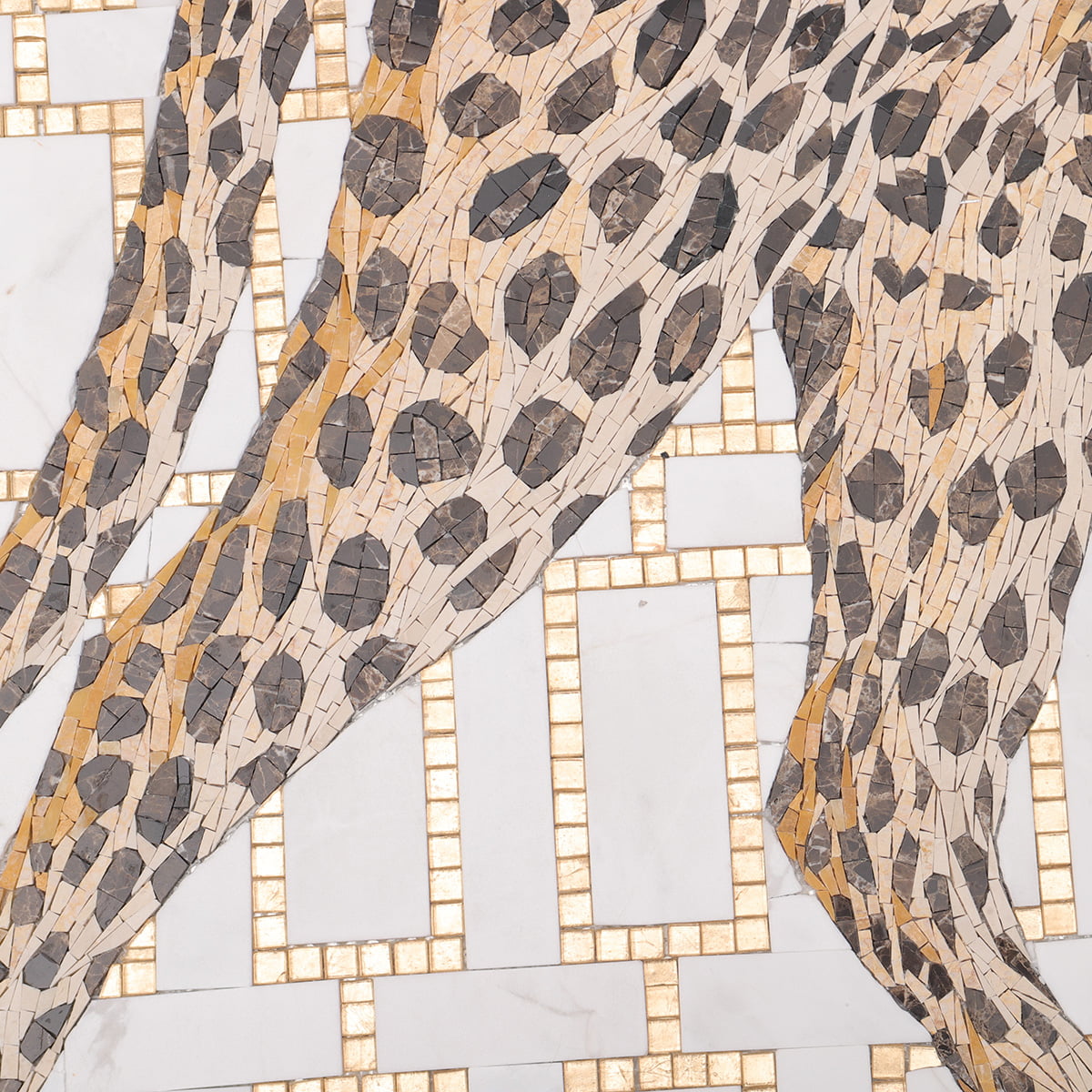 Leopard pattern mosaic tile with glass and marble materials 