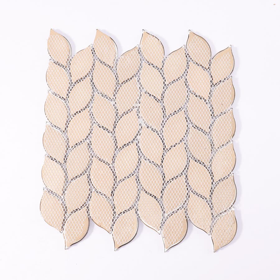 Back view of multicolor aluminum leaf mosaic tile mesh design