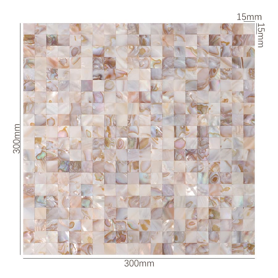 300x300mm multicolor shell mosaic tile with 15mm chips