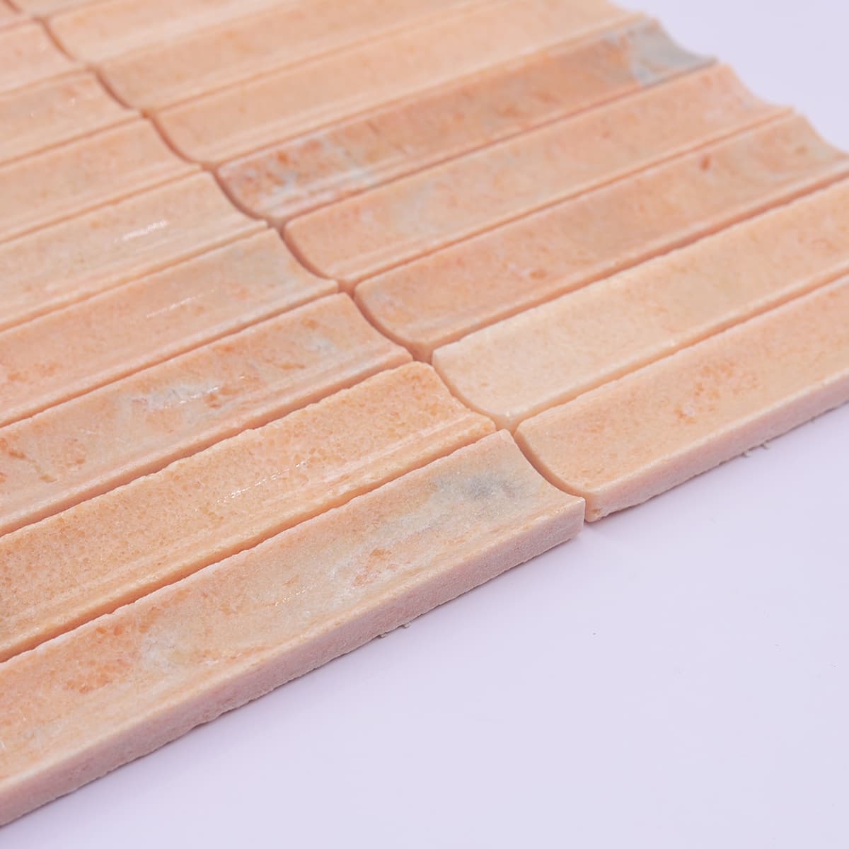 Side view showing tile thickness and fluted design