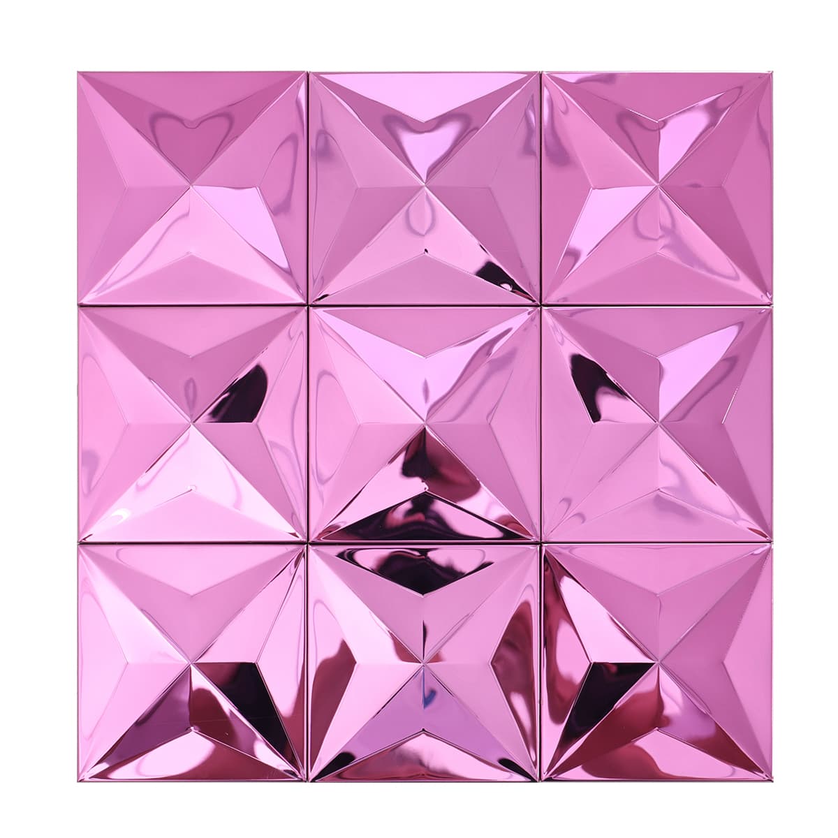 Full view of pink mirror 3D stainless steel mosaic tile sheet
