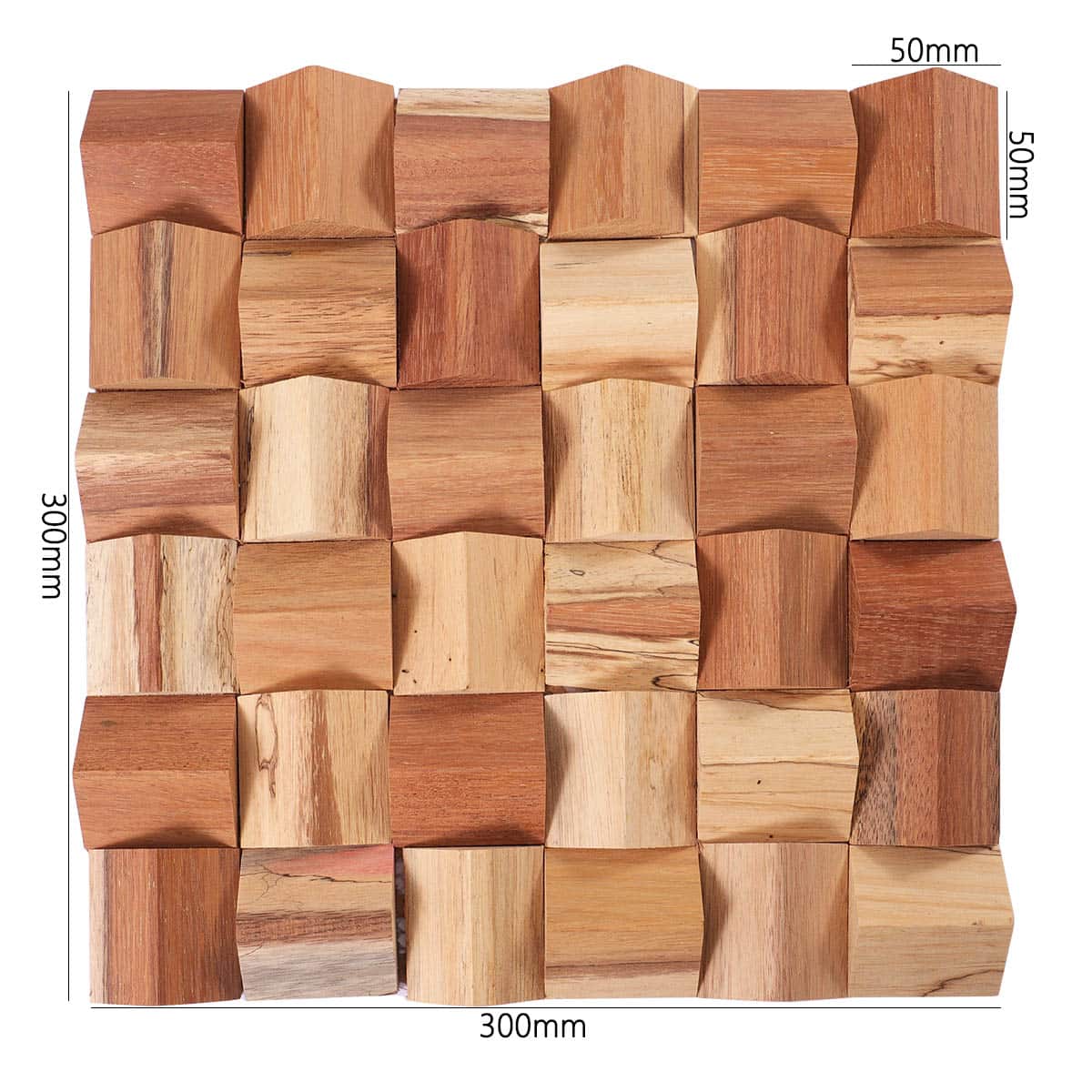 Pyramid wood mosaic tile sheet sized