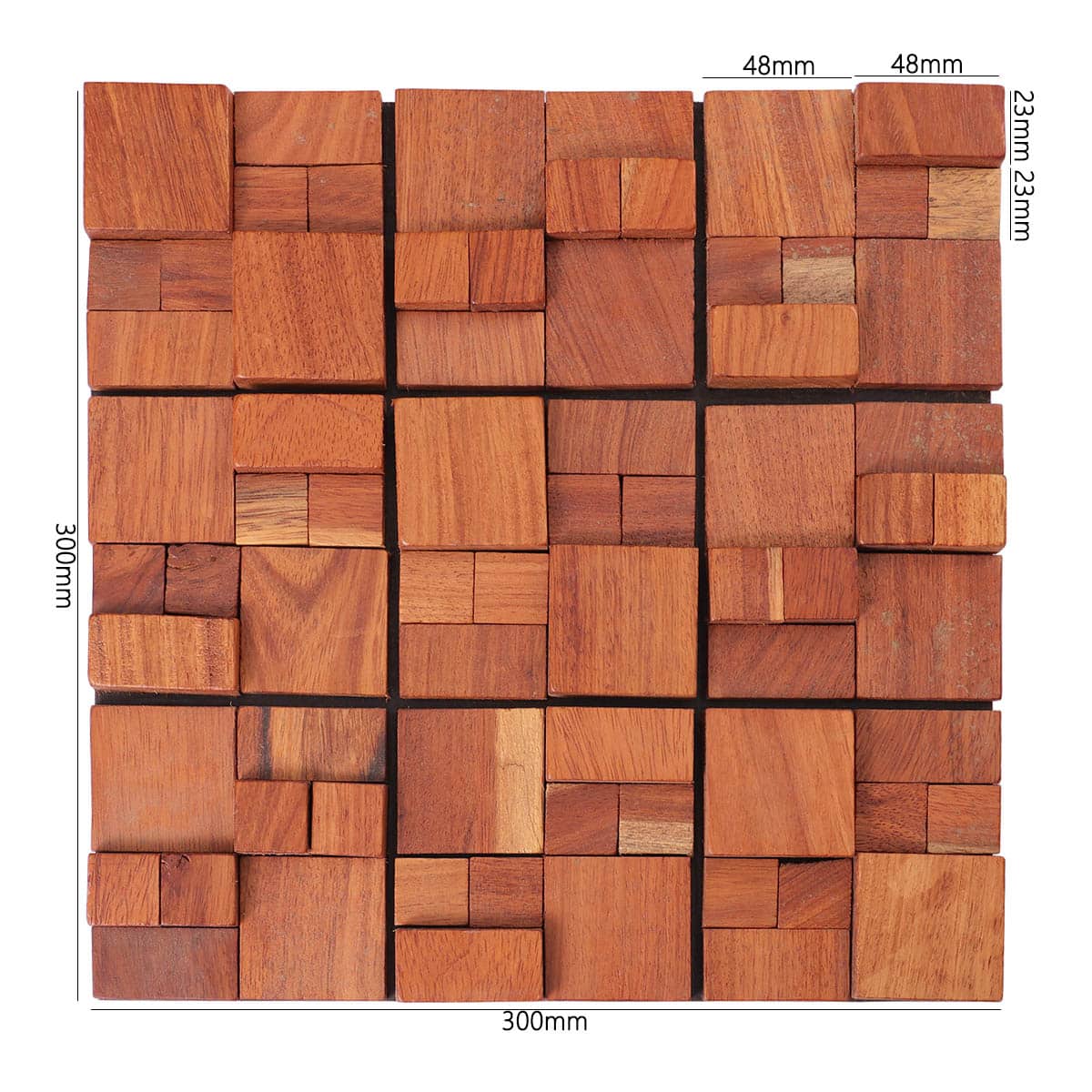 Redwood mosaic tile sheet with 300x300mm size and block labels