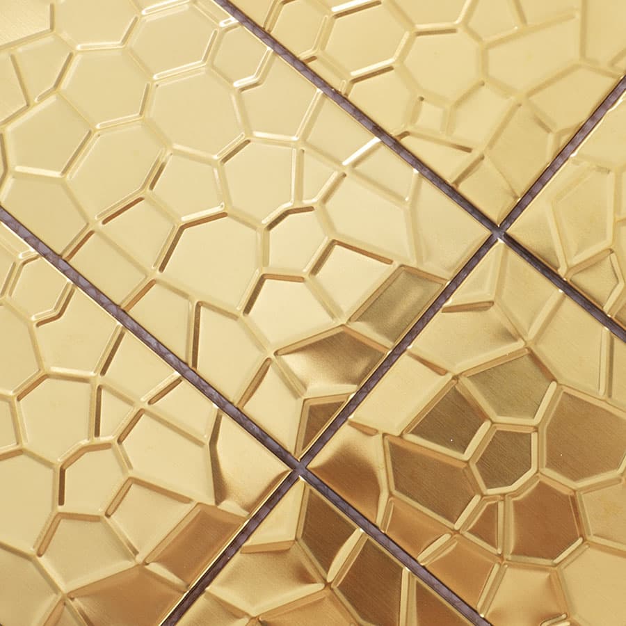 Reflective texture of gold rectangular stainless steel mosaic tiles