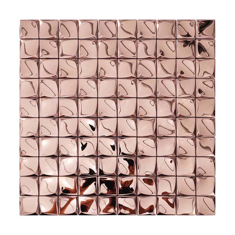 Rose gold 3D mini square tile front view