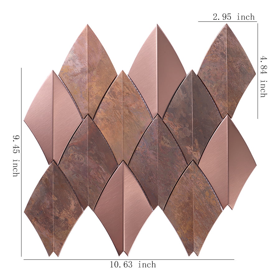 3D rose gold and antique copper stainless steel diamond mosaic wall tile with size 