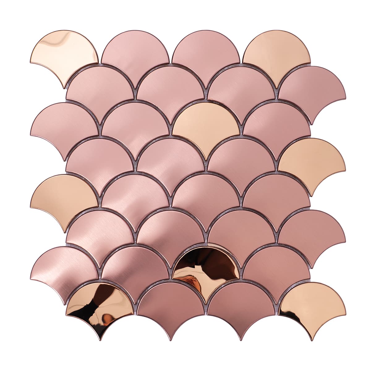 Rose gold stainless steel fan tile front view
