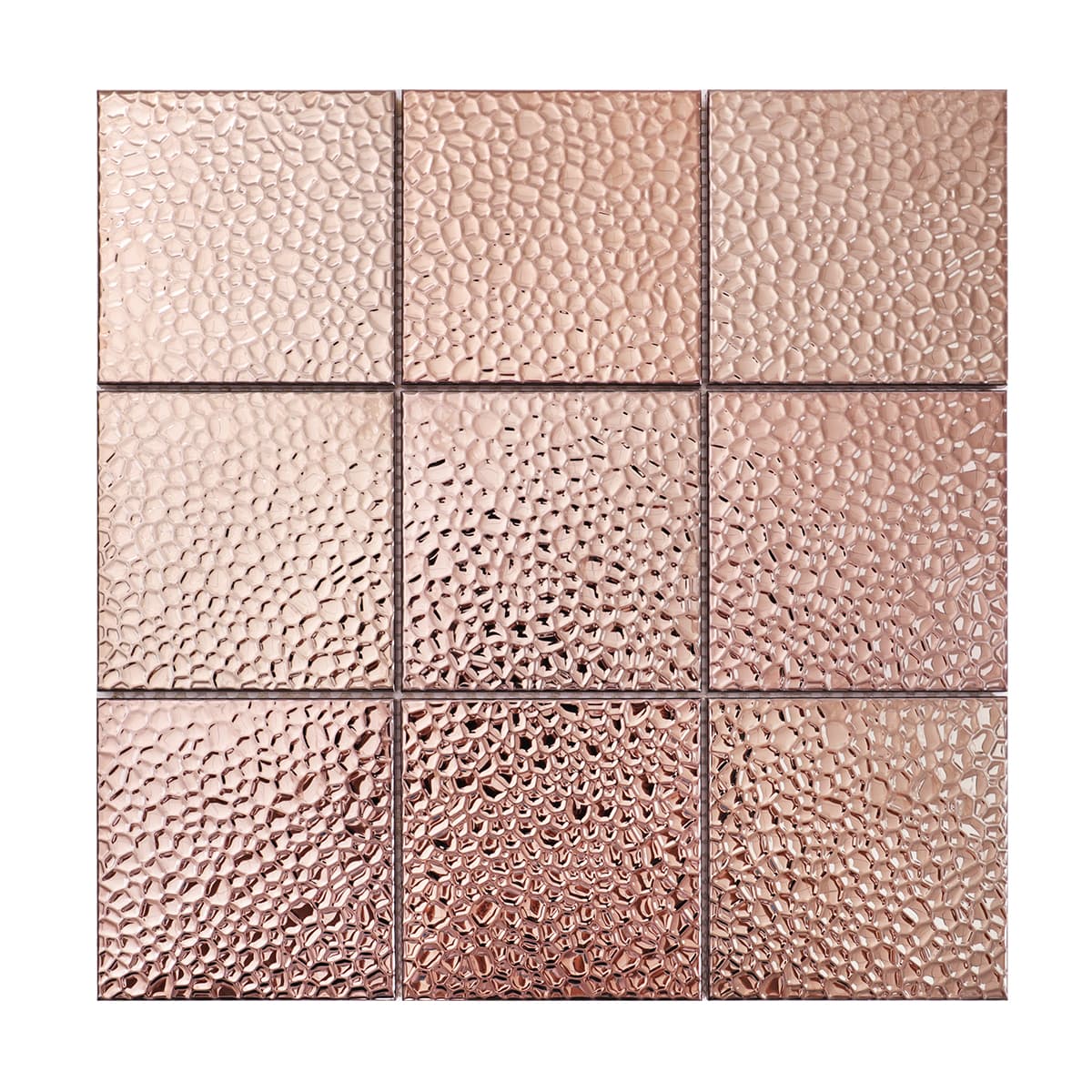 Rose gold hammered finish stainless steel mosaic sheet for wall use