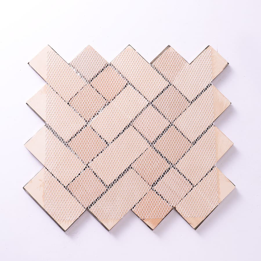 Back mesh design of rose gold mirror chevron stainless steel mosaic tile sheet