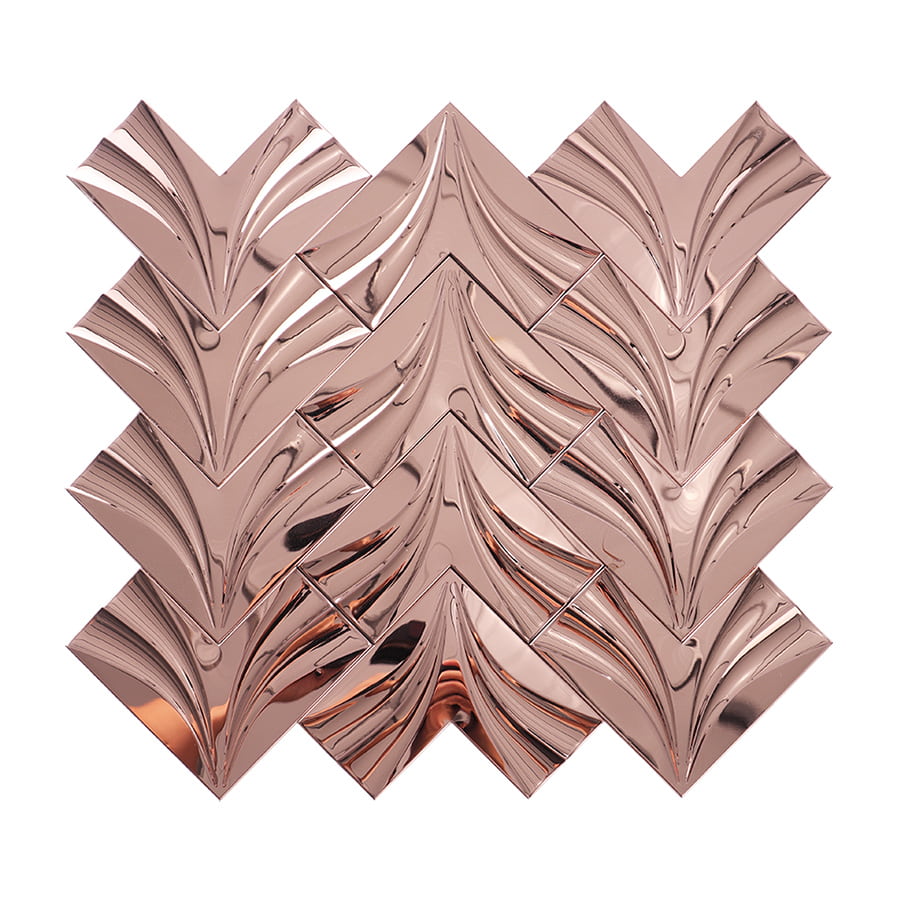 Full sheet of rose gold mirror chevron stainless steel mosaic tile