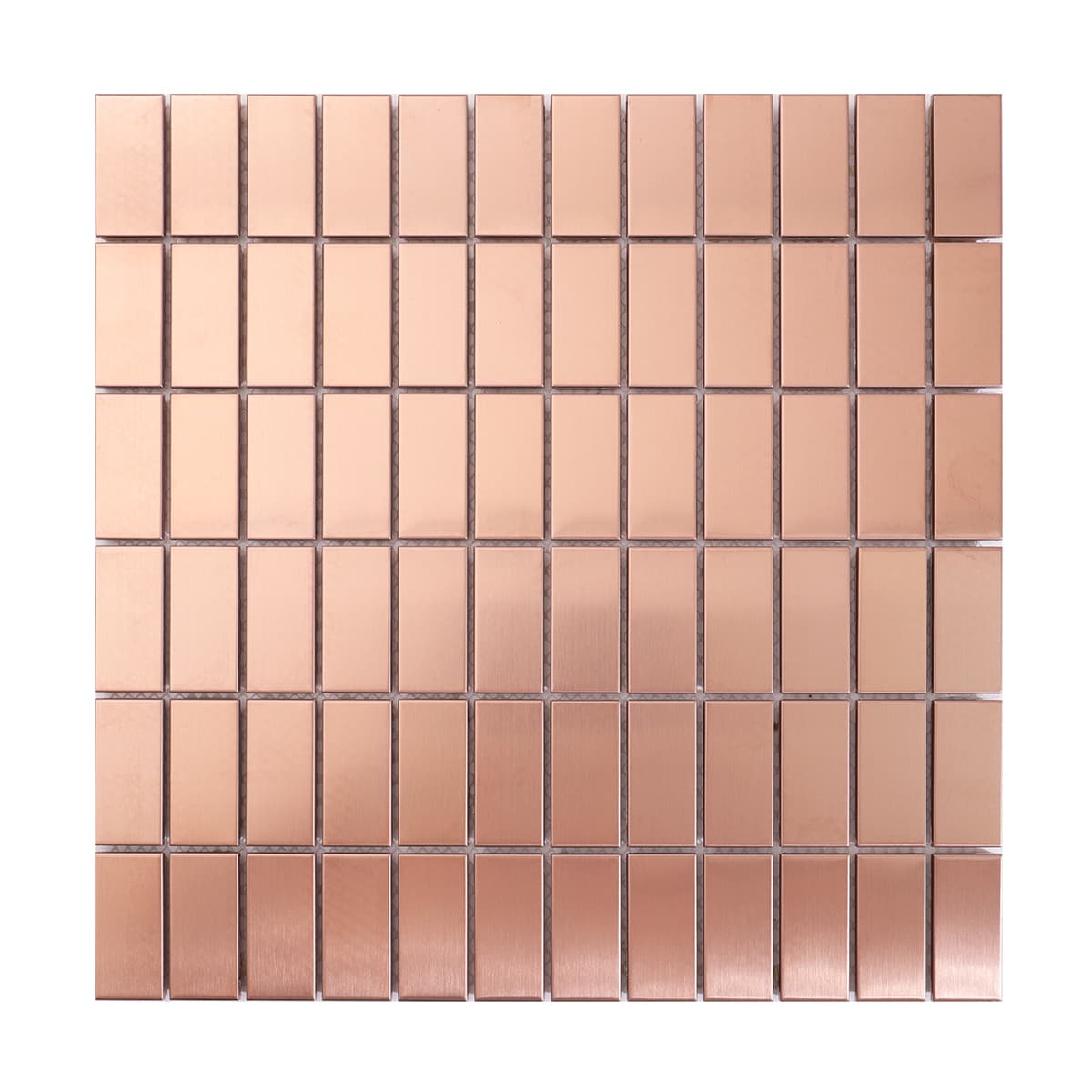 Rose gold mosaic tile sheet with glossy and brushed finish