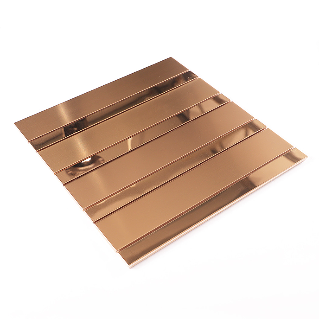 Layout of rose gold stainless steel vertical strip wall tile for modern wall decor
