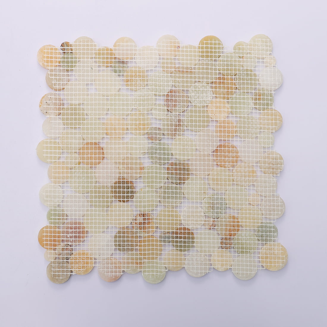 Back mesh sheet of round natural marble mosaic, easy to install