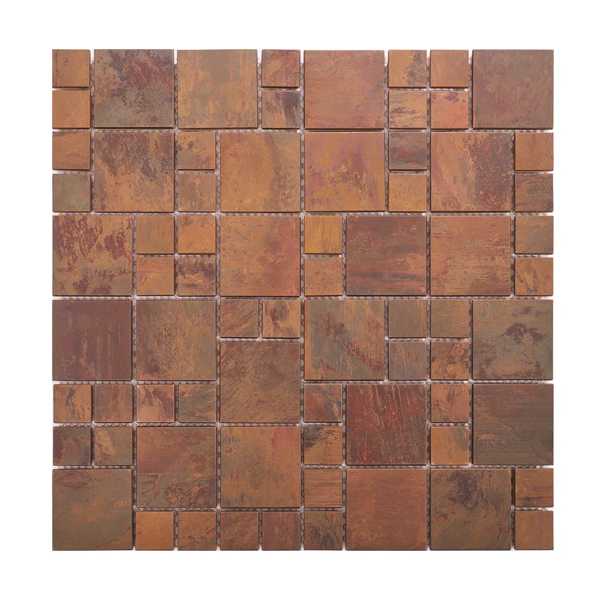 Rust copper mosaic tile full sheet with warm earthy tones