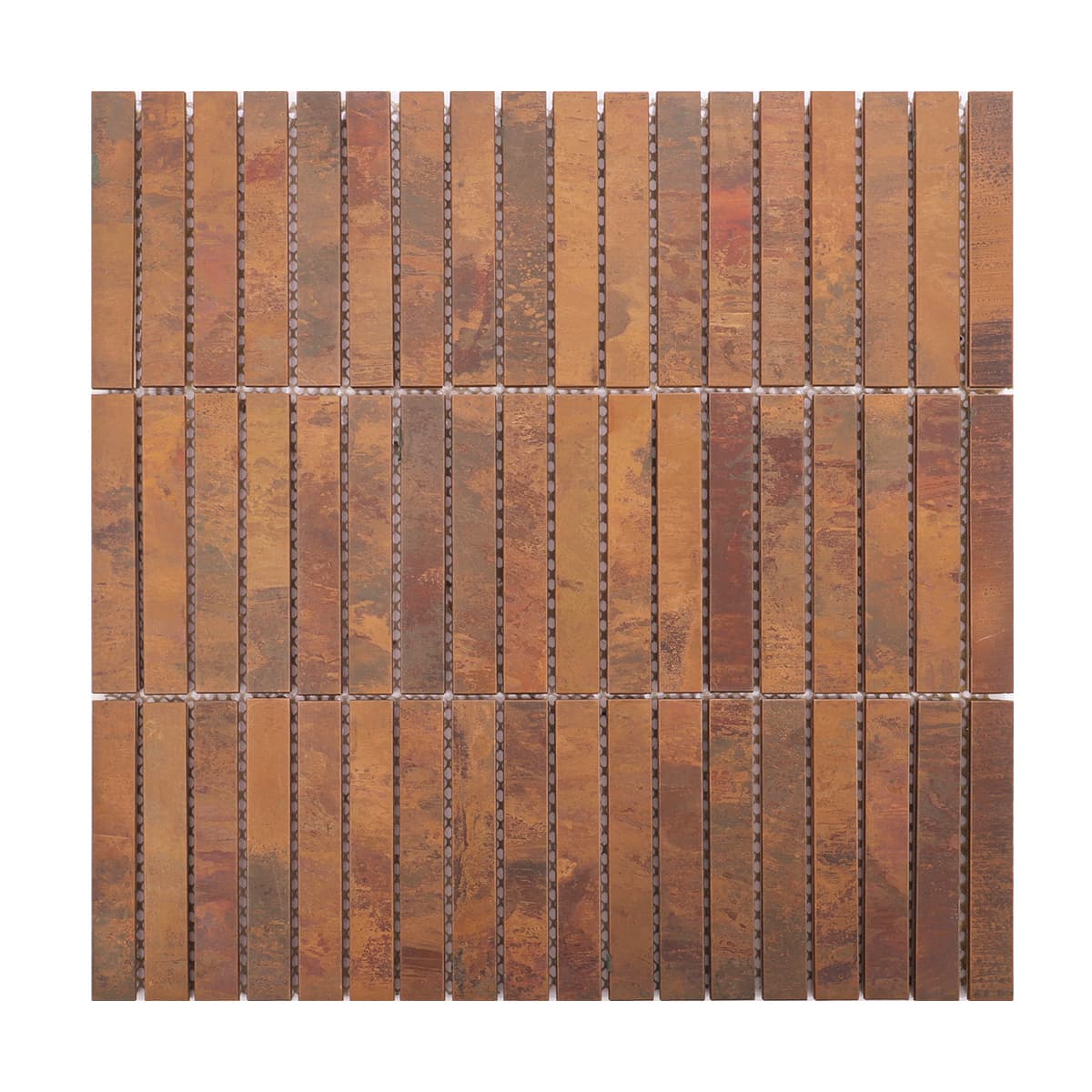Vintage rustic copper vertical strip mosaic tile