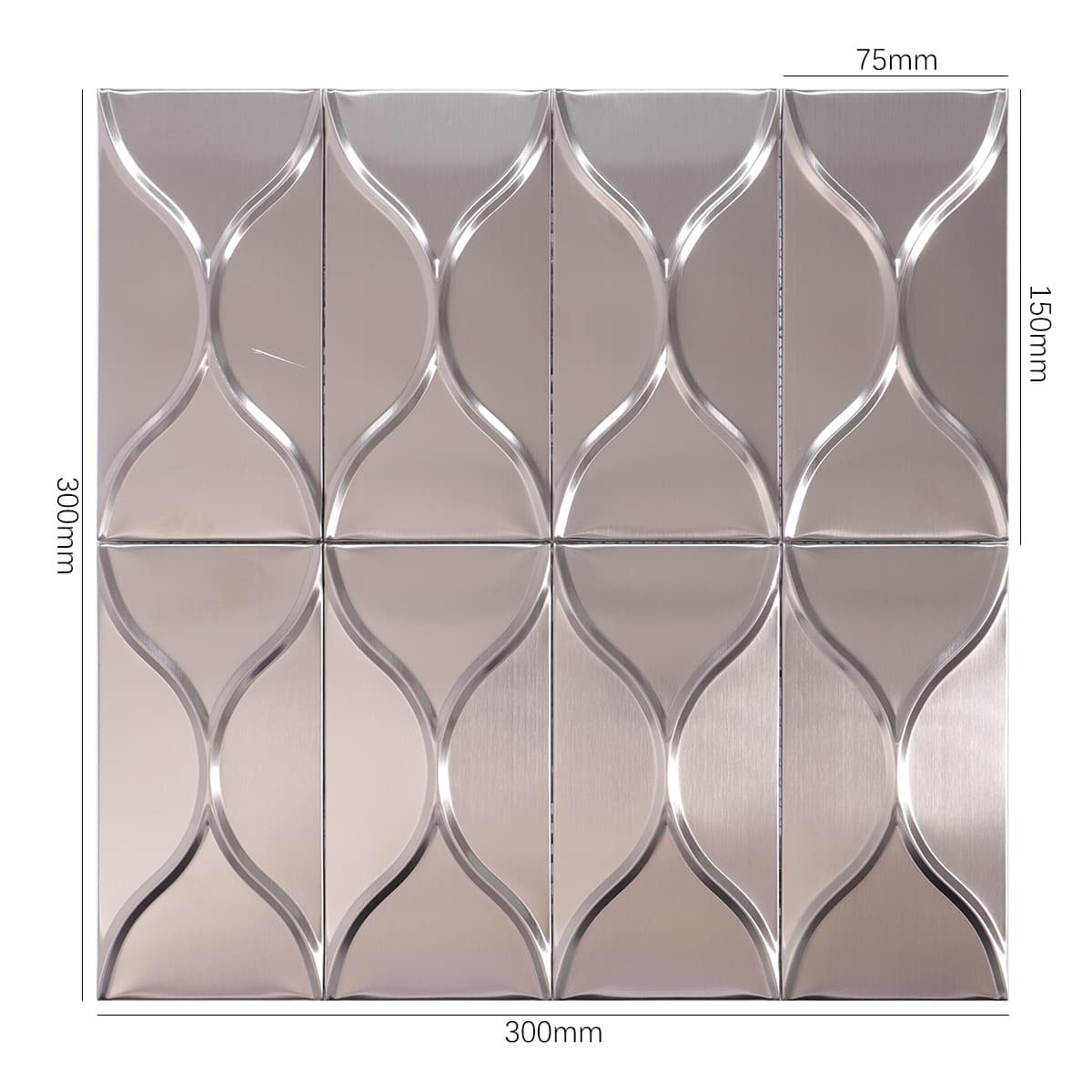 Silver brushed wave pattern stainless steel wall tile