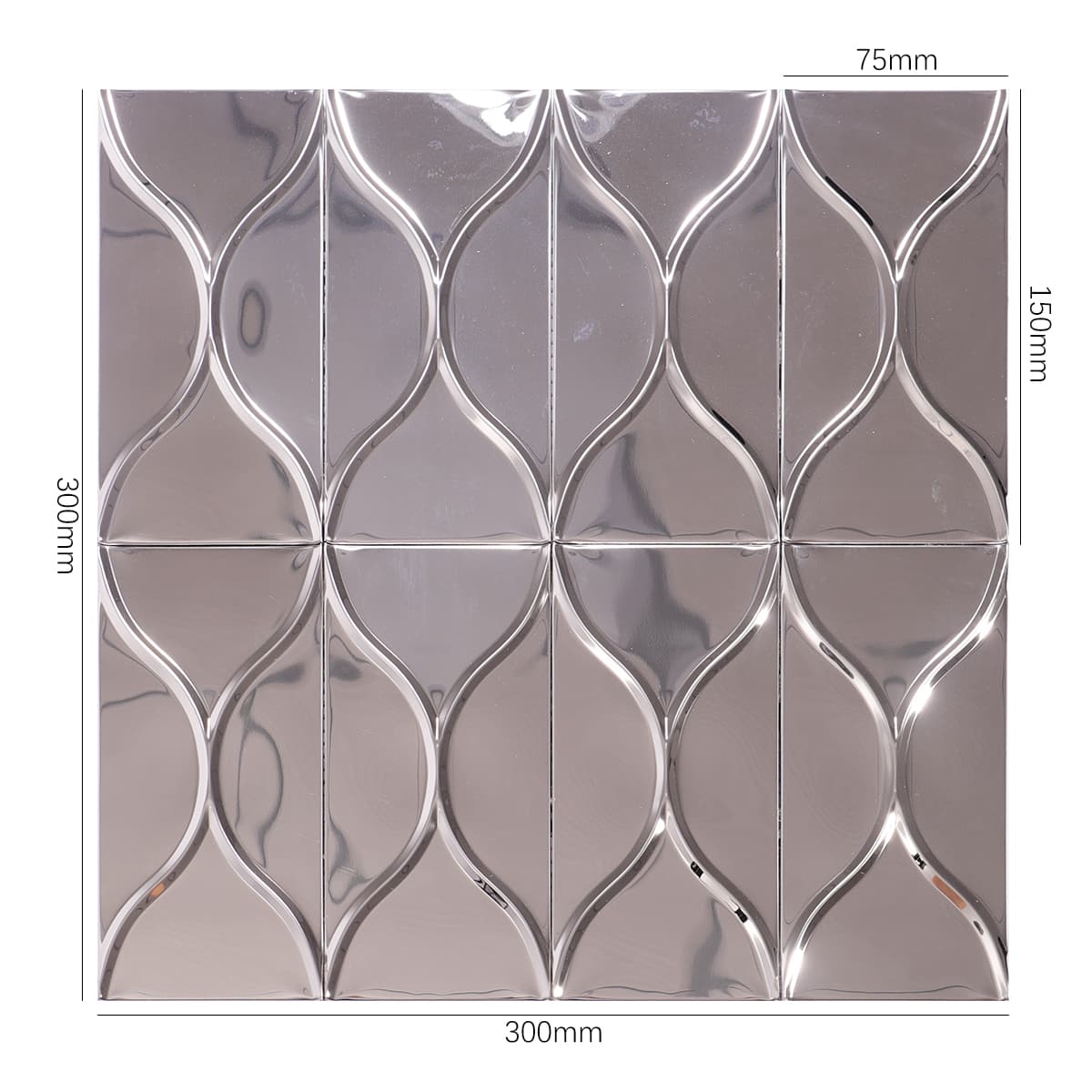 Silver wave 3D stainless steel mosaic tile with size