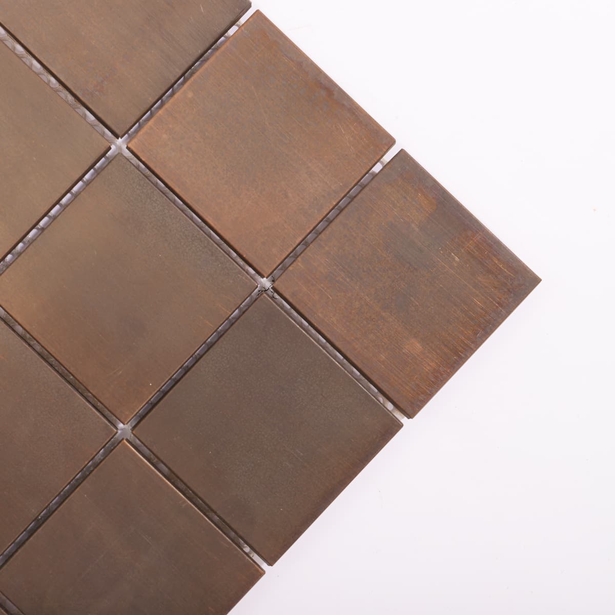 Corner angle copper mosaic close shot
