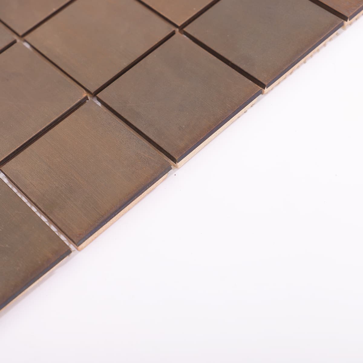Edge alignment of copper mosaic tiles