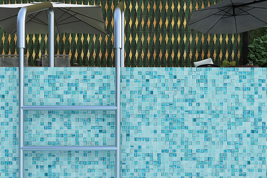 Swimming Pool Tiles – Elegant Blue Mosaic for Modern Pool Design