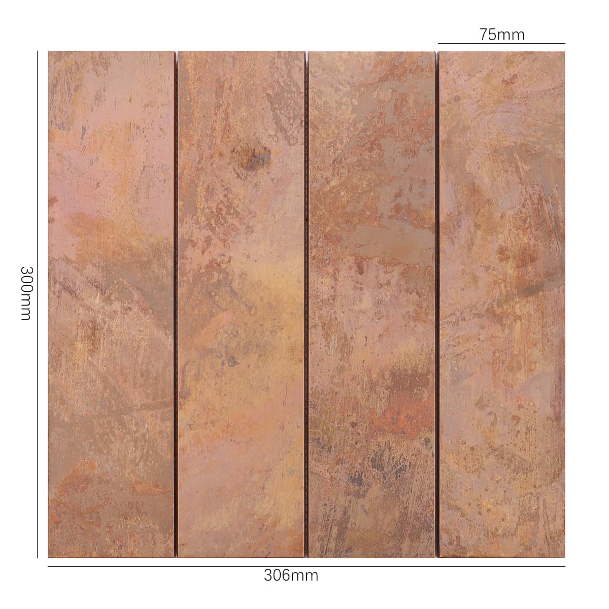 Antique copper mosaic tile with natural rustic texture