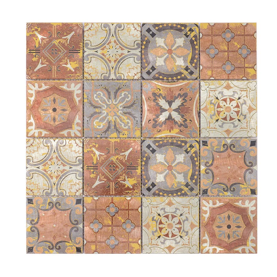 Full sheet of vintage aluminum mosaic tiles front view