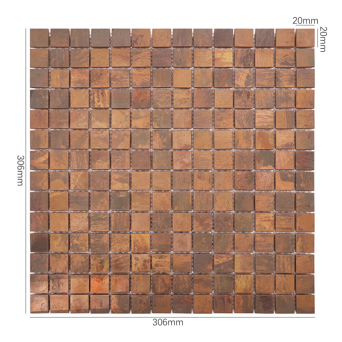 flat surface vintage copper mosaic tile sheet